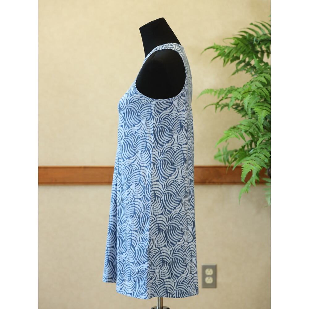Haven Well Within Organic Cotton Blue White Abstract Print Swing Dress Coastal - Picture 7 of 14